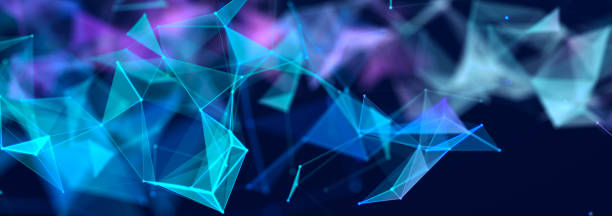 istock Structure of connected lines and dots. Wireframe polygonal elements on a dark background. Science and technology. 3d 1412951323