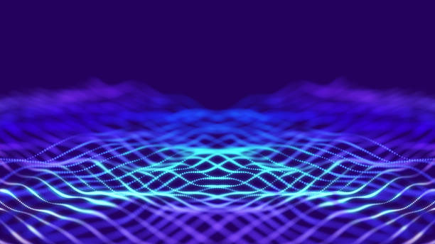 istock Digital wave with many dots. Abstract backdrop of dynamic wave. Technology or science banner. 3d widescreen 1412951354