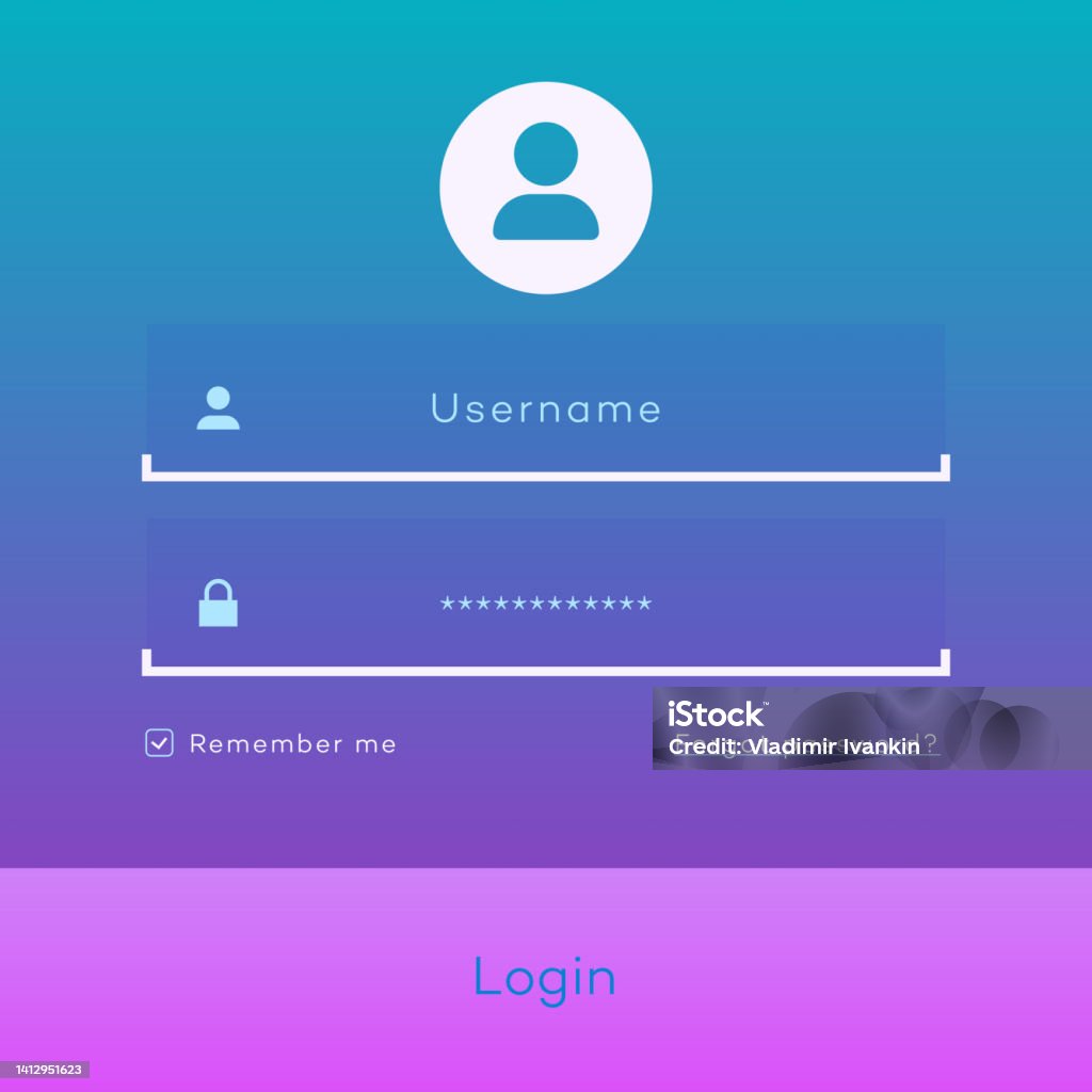 Computer Background Login Form Login Form Page Template On Modern Gradient Background Stock ...