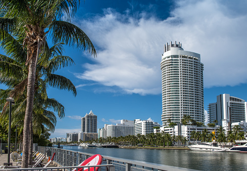 Fort Lauderdale, Florida - March 23, 2024: Views along the streets and canals of Fort Lauderdale, Florida