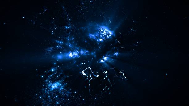 istock Blue Abstract Creative Concept of Elementary Quantum Particle and Fusion Energy Banner Background 1412952695