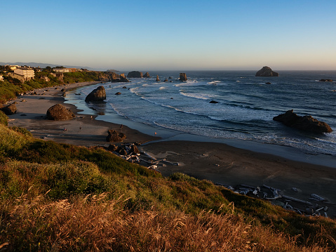 Early morning view of the Bandon, Oregon coastline