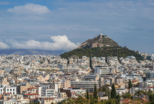 Athens, Greece- September 25, 2015: Skyline of the city, Athens, Greece
