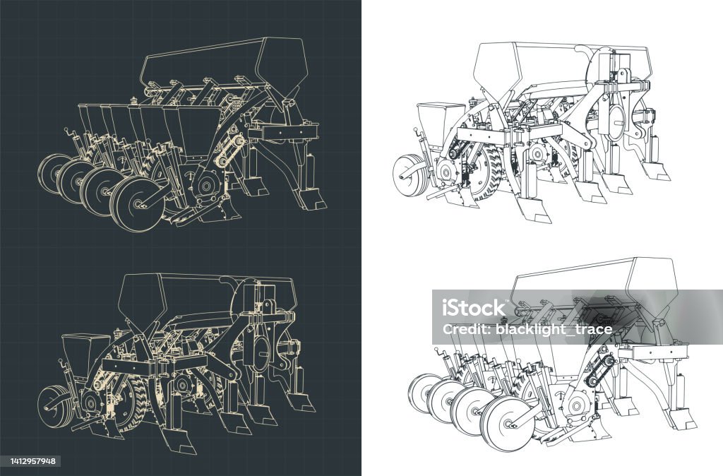 Planter Machine Icon Seed Planter Drawings Stock Illustration - Download Image Now ...