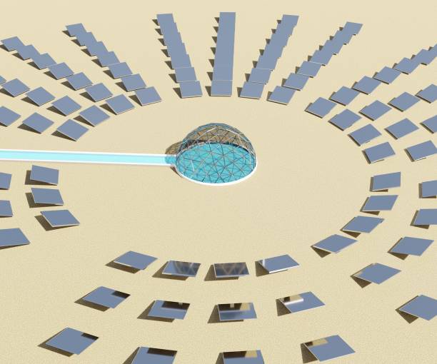 la desalinización de cúpula solar es un futuro de desalinización de agua de mar neutra en carbono en el desierto - desalination fotografías e imágenes de stock