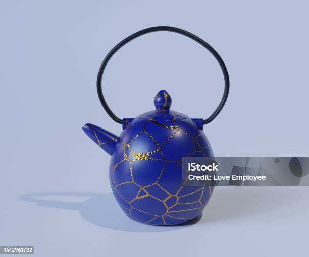 Ceramic Teapot Kintsugi Is The Japanese Art Of Repairing Broken Pottery Stock Photo - Download Image Now