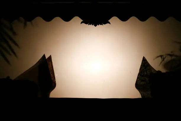 Javanese gunungan wayang or shadow puppet in the screen