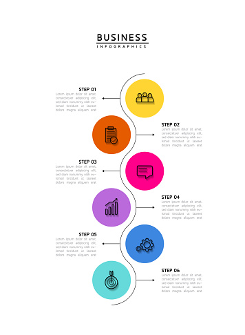 Circular Connection Steps business Infographic Template with 6 Element