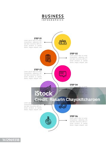 istock Circular Connection Steps business Infographic Template with 6 Element 1412969318