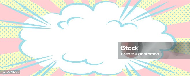 istock Illustration for banners and headers of pastel-colored American comic-style speech bubbles. 1412970295