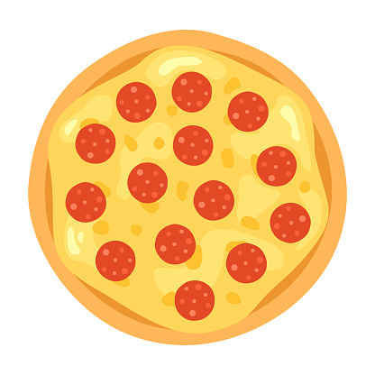 Spicy pepperoni pizza icon. Modern illustration whole pepperoni pizza on a white background