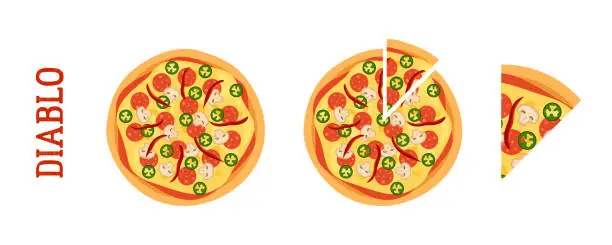 Vector illustration of A set of illustrations of diablo pizza.