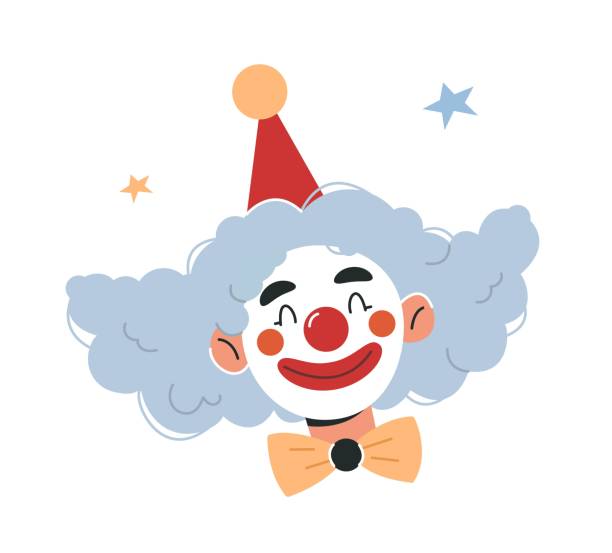 Clown mask icon Clown mask icon. Sticker for social networks. Entertainment and activities, cheerful character. Graphic elements for website. Festival and event, happy birthday. Cartoon flat vector illustration clown stock illustrations