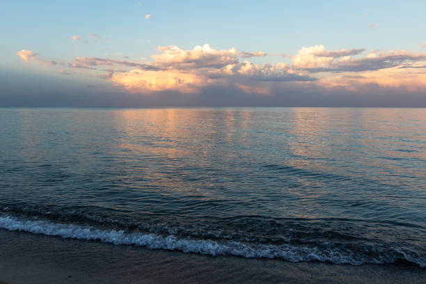 Sunset over a calm Lake Michigan