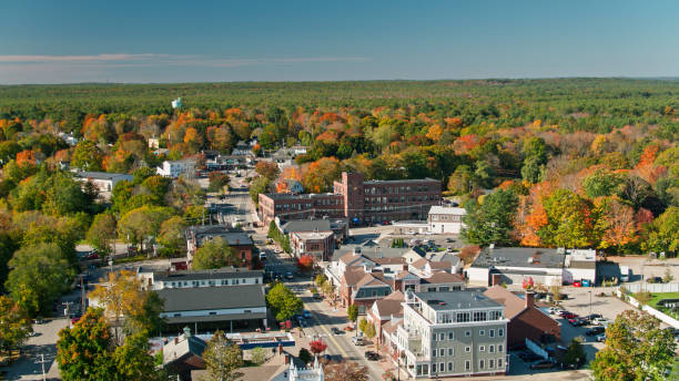 istock Drone Shot of Kennebunk, Maine in Fall 1412978492