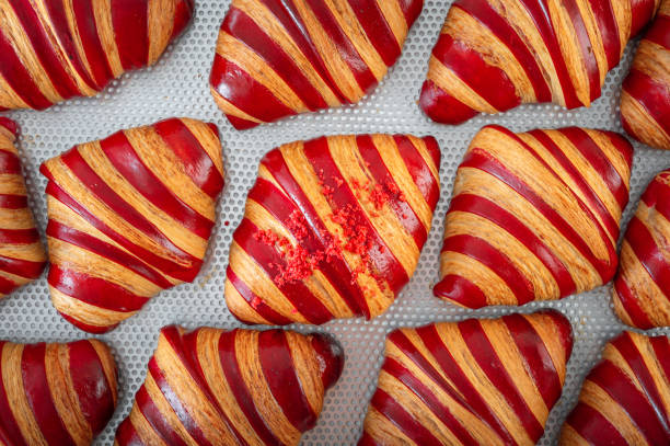 Raspberry croissant new bake is ready to serve in the morning.
