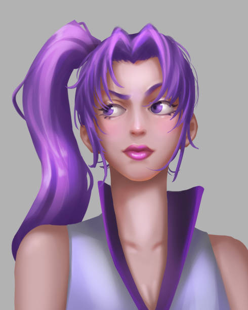 istock A Beautiful Girl with Purple Hair and Eye. 1412982964