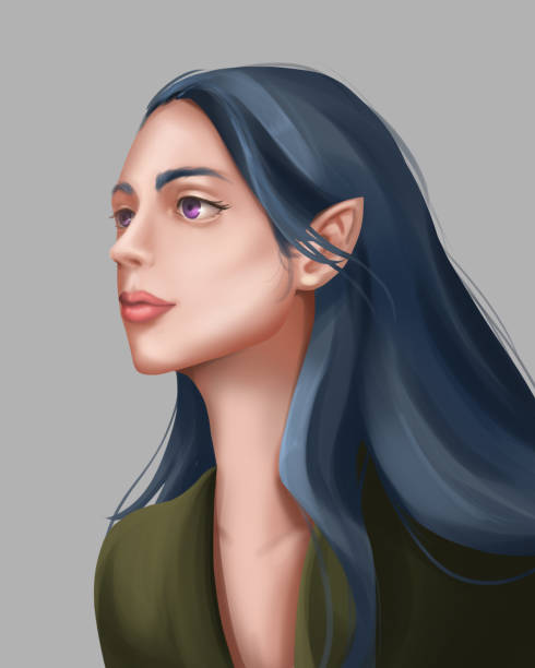 istock A Beautiful Girl Elf with Long Black Hair. 1412982967