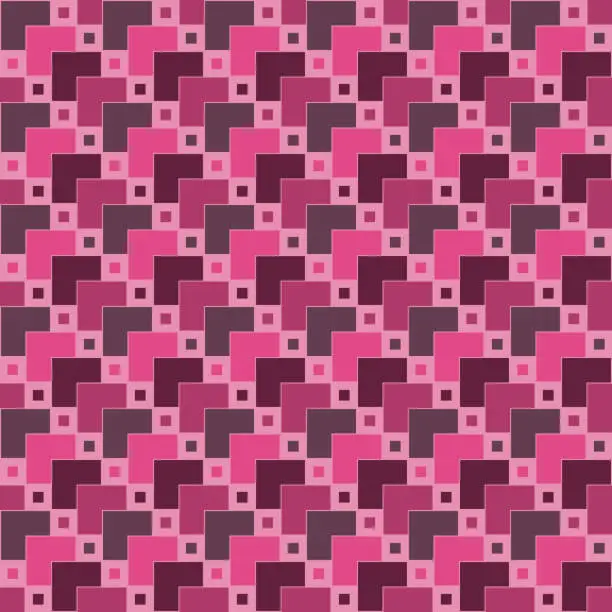 Vector illustration of pink and maroon squares. vector seamless pattern. geometric repetitive background. fabric swatch. wrapping paper. continuous design template for decor, apparel, textile, linen. modern stylish texture