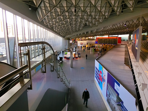 Frankfurt am Main, Germany - May 09, 2022: Inside of Airport. It is the largest airport in Germany.