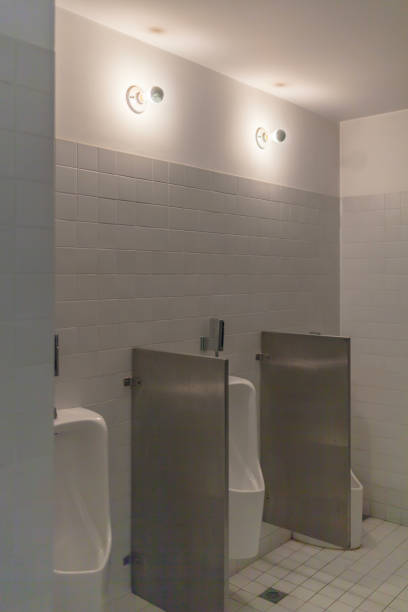 urinal of men's toilet - urinal clean contemporary in a row imagens e fotografias de stock
