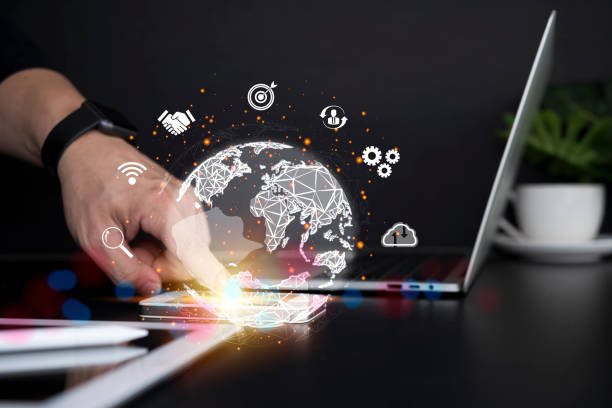 istock Business global internet connection application technology and digital marketing 1412996879