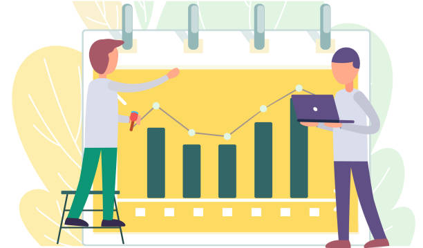 istock Businessman draws an increasing graph in a large notebook. Presentation of business development 1412997643