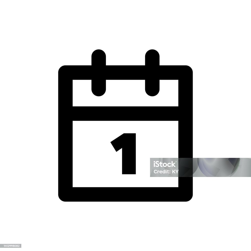 Simple 1st Calendar Icon Vector Outline Icon On White Background Stock