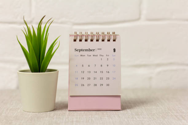 istock Desktop calendar for September 2022. Desktop calendar for time planning. 1413003377