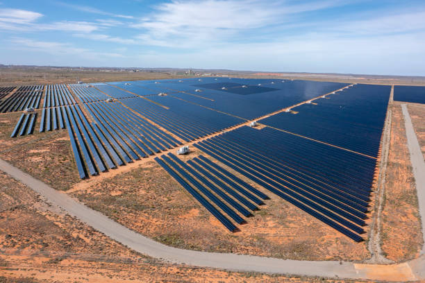 A solar power grid. stock photo