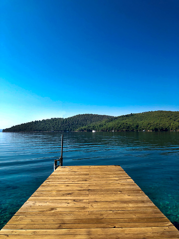 Wooden platform and sea landscape