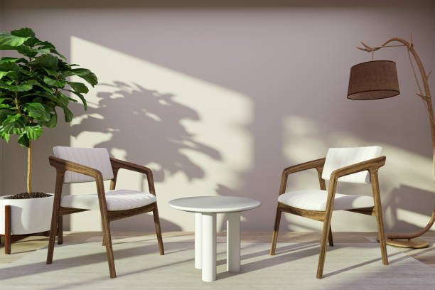 istock Cozy light living room interior background, 3d rendering. 1413005944