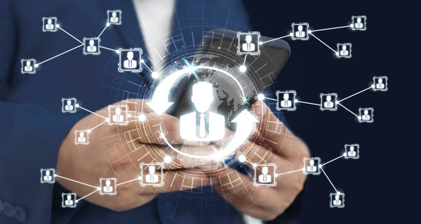 istock Businessman using mobile smartphone on global network connection on investor and customer with sale data exchange 1413008198