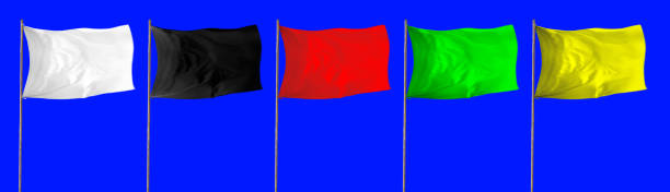 Blank waving flags with conceptual color symbol variation