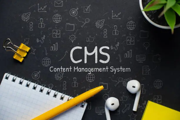 Photo of Concept business marketing acronym CMS or Content Management System