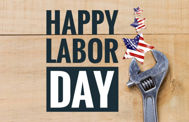Happy Labor day banner with steel pliers and USA star on wood backgroun Happy Labor day banner with steel pliers and USA star on wood background, labor day greeting card and poster design background labor day stock pictures, royalty-free photos & images