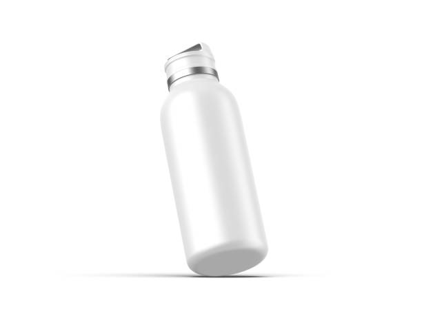 Tumbler thermos flask mockup template on isolated white background, 3d render illustration. stock photo