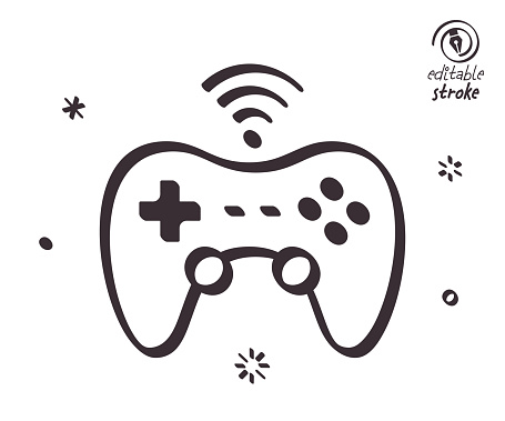 Game console concept can fit various design projects. Modern and playful line vector illustration featuring the object drawn in outline style. It's also easy to change the stroke width and edit the color.
