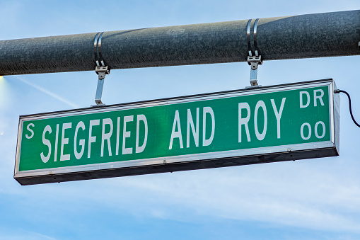 street name Siegfried and Roy in Las Vegas, USA.