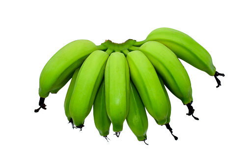 Bunch of green banana isolated on white background