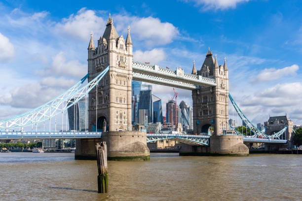 Tower Bridge & city Skyline London United Kingdom England stock photo
