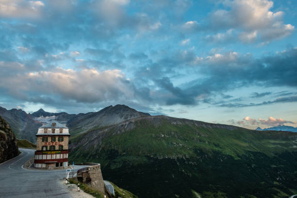 Abandoned mountain hotel along the Furkapass mountain road.
