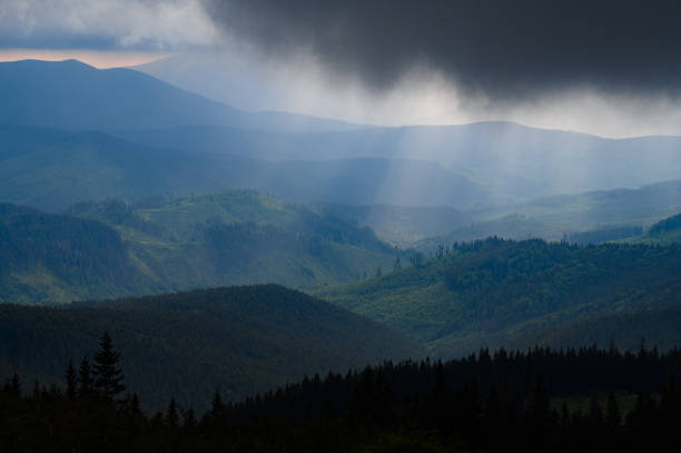 istock Rain clouds in the Carpathians, overcast Mount Petros. 1413029796