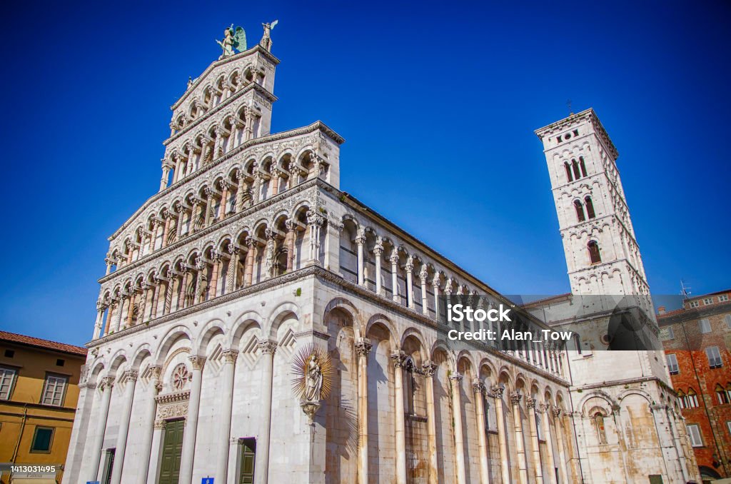 Chiesa di San Michele in Foro St Michael Roman Catholic church basilica in Lucca Tuscany, Italy Arch - Architectural Feature Stock Photo