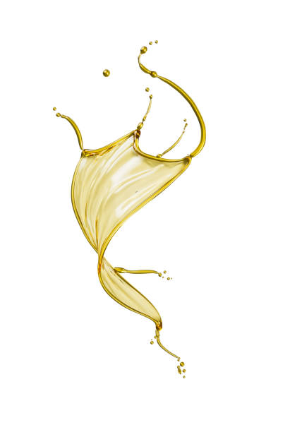 istock Olive oil or Cosmetic essence splash isolated on white background, 3d illustration with Clipping path. 1413033886