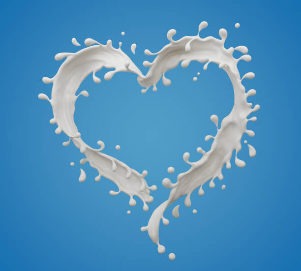 istock Milk splash in the shape of a heart include clipping path, 3d rendering. 1413034151
