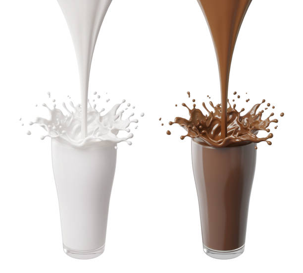 istock Chocolate and Milk Splash in the glass on white background with clipping path 1413035496