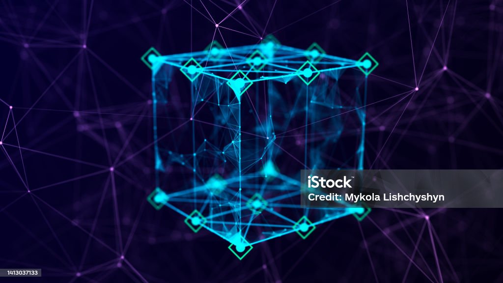 Block Technology Background Technology Block Chain Network Connection Big Data Visualization Cyber ...