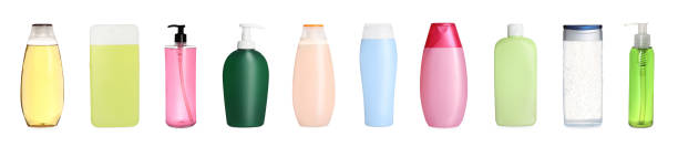 istock Set with different shower gels on white background. Banner design 1413037524
