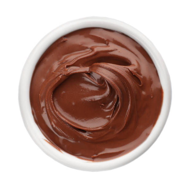 istock Bowl of chocolate paste isolated on white, top view 1413038188